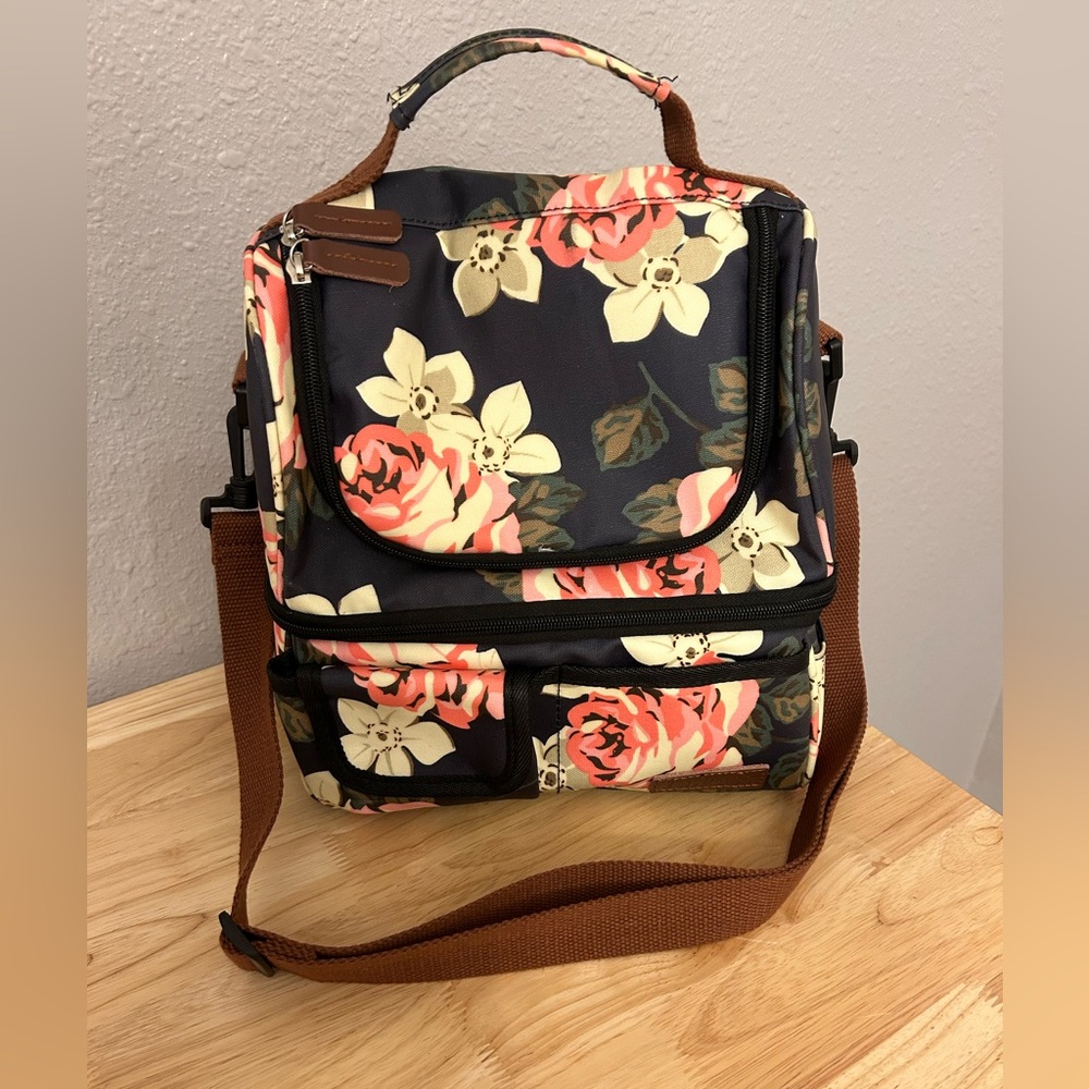 Lokass women’s Floral double Insulated deck cooler tote lunch bag